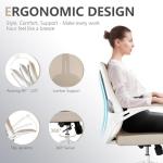 Ergonomic Office Chair with Adjustable Lumbar Support & Flip-Up Armrests - High Back Computer Desk Chair with Thickened Seat Cushion, Rolling Wheels for Home/Office Study Work (08khaki)