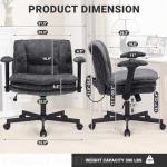 Criss Cross Chair with Wheels and Flip Arms, Upholstered Cross Legged Office Chair with 3 Layer Cushions&Dynamic Airbag Lumbar Support, Wide Seat Comfy Desk Chair for Home Office, Living Room, Black