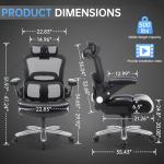 500lbs Big and Tall Office Chair, Heavy Duty Desk Chair with Adjustable Lumbar Support, PU Leather Ergonomic Executive Computer Chair with 3D Flip Arms, Mesh High Back and Headrest