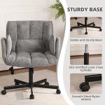 EMPSTY Criss Cross Chair with Wheels & Outward-Folding Arms, Cross Legged Office Chair, Built-in Dynamic Airbag Lumbar Support, Wide Seat Desk Chairs for Home Office, Apartment, Vanity, Grey