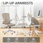 Ergonomic Office Chair with Adjustable Lumbar Support & Flip-Up Armrests - High Back Computer Desk Chair with Thickened Seat Cushion, Rolling Wheels for Home/Office Study Work (08khaki)