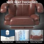 Big and Tall Office Chair, Executive Home Office Desk Chair, Leather Computer Chair with Retractable Footrest, Adjustable Headrest and Reclining Height, Padded Arms, 360°Swivel Free, Wide Seat, Brown
