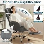 HOFFREE Criss Cross Chair with Wheels Ergonomic Office Chair with Reversible Armrest Wide Seat Comfy Desk Chair with Foot Rest for Gaming,Reading,Working(Grey)