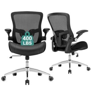 Office Chair 400lbs, Big and Tall Heavy Duty Desk Chair with Wide 3D Modeling Foam Seat, Ergonomic Computer Chair for Heavy People, Adjustable Lumbar Support and Arms