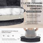 Criss Cross Chair with Wheels and Flip Arms, Upholstered Cross Legged Office Chair with 3 Layer Cushions&Dynamic Airbag Lumbar Support, Wide Seat Comfy Desk Chair for Home Office, Living Room, Black