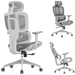 VIVSTAR Big Promotion Ergonomic Office Chair with Lumbar Support, 3D Adjustable Armrest, Mesh Home Office Desk Chair, High Back Reclining Executive Computer Office Chair,400lbs Capacity (Gray-3)
