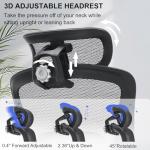 Big and Tall Office Chair-500lbs, Heavy Duty Ergonomic Office Desk Chair with Adjustable Lumbar Support,3D Flip-up Armrests&Headrest Mesh High Back Wide Seat Computer Executive Task Chair, Black