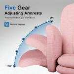 Misolant Fabric Criss Cross Chair with Armrests & Wheels for Cross-Legged Sitting, Comfortable Vanity Chair, Office Desk Chairs with Adjustable Rocking Function, for Home, Bedroom Pink