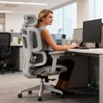 VIVSTAR Big Promotion Ergonomic Office Chair with Lumbar Support, 3D Adjustable Armrest, Mesh Home Office Desk Chair, High Back Reclining Executive Computer Office Chair,400lbs Capacity (Gray-3)