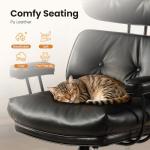 OOSWIFT Mid-Century Modern Office Chair, Home Office Desk Chair with Adjustable Lumbar Support, Thickened Cushion Executive Desk Chair with 360 Rolling Swivel for Meeting Game Study Room(Black)