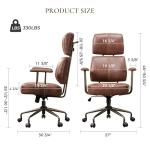 EUREKA ERGONOMIC Executive Office Chair, Mid Century Modern Leather Desk Chair with Pocket Spring Cushion, Adjustable Headrest & Lumbar Support, Comfy Rolling Work Chair, Saddle Brown