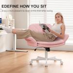 Misolant Fabric Criss Cross Chair with Armrests & Wheels for Cross-Legged Sitting, Comfortable Vanity Chair, Office Desk Chairs with Adjustable Rocking Function, for Home, Bedroom Pink