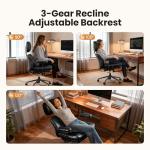 OOSWIFT Mid-Century Modern Office Chair, Home Office Desk Chair with Adjustable Lumbar Support, Thickened Cushion Executive Desk Chair with 360 Rolling Swivel for Meeting Game Study Room(Black)