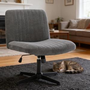 ESTRUCO Armless Home Office Chair Wide Comfy Criss Cross Desk Seat No Arml Computer Task Chair Vanity Chair,Height Adjustable