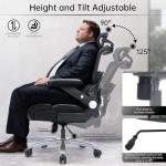 500lbs Big and Tall Office Chair, Heavy Duty Desk Chair with Adjustable Lumbar Support, PU Leather Ergonomic Executive Computer Chair with 3D Flip Arms, Mesh High Back and Headrest