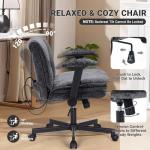 Criss Cross Chair with Wheels and Flip Arms, Upholstered Cross Legged Office Chair with 3 Layer Cushions&Dynamic Airbag Lumbar Support, Wide Seat Comfy Desk Chair for Home Office, Living Room, Black