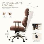 EUREKA ERGONOMIC Executive Office Chair, Mid Century Modern Leather Desk Chair with Pocket Spring Cushion, Adjustable Headrest & Lumbar Support, Comfy Rolling Work Chair, Saddle Brown