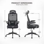 Urnodel Office Computer Desk Chair, High Back Mesh Home Office Conference Room Chairs with Adjustable Headrest, Flip-Up Arms, Comfortable Lumbar Support, Black (Set of 8)