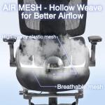 Ergonomic Office Chair with Footrest, High Back Desk Chair Computer Gaming Chairs with 4D Armrests, Adjustable 3-Zone Dynamic Lumbar Support, Ergonomic Mesh Chairs with Wheels, Black