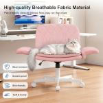 Misolant Fabric Criss Cross Chair with Armrests & Wheels for Cross-Legged Sitting, Comfortable Vanity Chair, Office Desk Chairs with Adjustable Rocking Function, for Home, Bedroom Pink