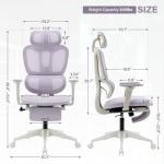 Ergonomic Office Chair with Footrest, High Back Computer Office Chair with Dynamic Lumbar Support, 2D Headrest, 2D Armrest, Sponge Seat, Mesh Home Office Desk Chair for Adults, Purple