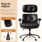 OOSWIFT Mid-Century Modern Office Chair, Home Office Desk Chair with Adjustable Lumbar Support, Thickened Cushion Executive Desk Chair with 360 Rolling Swivel for Meeting Game Study Room(Black)