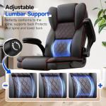 Big and Tall Office Chair Executive Chairs with Adjustable Armrests and Lumbar Support Ergonomic High Back Gaming Chair Computer Chair (Black, Oversized)