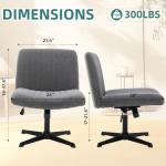 ESTRUCO Armless Home Office Chair Wide Comfy Criss Cross Desk Seat No Arml Computer Task Chair Vanity Chair,Height Adjustable