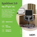 HON Ignition 2.0 Mid Back Task Chair, Spectrum Mesh, Advanced Synchro-Tilt Control, Office Chair with Lumbar Support, Height and Width Adjustable Arms, Titanium Frame, Leaf