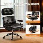 OOSWIFT Mid-Century Modern Office Chair, Home Office Desk Chair with Adjustable Lumbar Support, Thickened Cushion Executive Desk Chair with 360 Rolling Swivel for Meeting Game Study Room(Black)