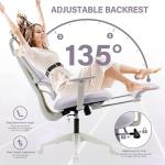 Ergonomic Office Chair with Footrest, High Back Computer Office Chair with Dynamic Lumbar Support, 2D Headrest, 2D Armrest, Sponge Seat, Mesh Home Office Desk Chair for Adults, Purple