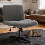 ESTRUCO Armless Home Office Chair Wide Comfy Criss Cross Desk Seat No Arml Computer Task Chair Vanity Chair,Height Adjustable