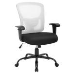 BestOffice Big and Tall Office Chair 400lbs Desk Chair Mesh Computer Chair with Lumbar Support Wide Seat Adjust Arms Rolling Swivel High Back Task Executive Ergonomic Chair for Home Office, White