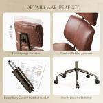 EUREKA ERGONOMIC Executive Office Chair, Mid Century Modern Leather Desk Chair with Pocket Spring Cushion, Adjustable Headrest & Lumbar Support, Comfy Rolling Work Chair, Saddle Brown