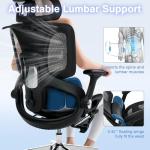 Ergonomic Office Chair with Footrest, High Back Desk Chair Computer Gaming Chairs with 4D Armrests, Adjustable 3-Zone Dynamic Lumbar Support, Ergonomic Mesh Chairs with Wheels, Black