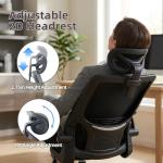 Urnodel Office Computer Desk Chair, High Back Mesh Home Office Conference Room Chairs with Adjustable Headrest, Flip-Up Arms, Comfortable Lumbar Support, Black (Set of 8)