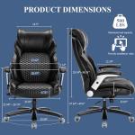 500LBS Big and Tall Office Chair, Heavy Duty Office Chair for Heavy People Computer Task Chair with Adjustable Headrest and Lumbar Support, Home Office Desk Chairs with Flip-up Armrests, Black