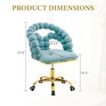 Hommoo Desk Chair with Wheels and Arms, Velvet Home Office Chair, Swivel Armchair with Gold Legs, Height Adjustable Modern Vanity Study Chair for Girls Women Blue