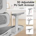 VIVSTAR Big Promotion Ergonomic Office Chair with Lumbar Support, 3D Adjustable Armrest, Mesh Home Office Desk Chair, High Back Reclining Executive Computer Office Chair,400lbs Capacity (Gray-3)