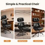 OOSWIFT Mid-Century Modern Office Chair, Home Office Desk Chair with Adjustable Lumbar Support, Thickened Cushion Executive Desk Chair with 360 Rolling Swivel for Meeting Game Study Room(Black)