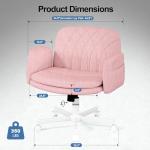Misolant Fabric Criss Cross Chair with Armrests & Wheels for Cross-Legged Sitting, Comfortable Vanity Chair, Office Desk Chairs with Adjustable Rocking Function, for Home, Bedroom Pink