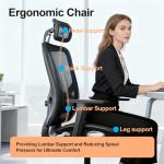 Office Chair Ergonomic Desk Chair, 350 LBS Mesh Office Chair with Lumbar Support, Comfy Desk Chair with Wheels, Big and Tall Chair for Study Work Gaming (04black)