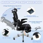 Ergonomic Office Chair with Footrest, High Back Desk Chair Computer Gaming Chairs with 4D Armrests, Adjustable 3-Zone Dynamic Lumbar Support, Ergonomic Mesh Chairs with Wheels, Black