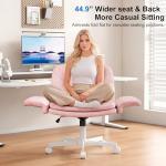 Misolant Fabric Criss Cross Chair with Armrests & Wheels for Cross-Legged Sitting, Comfortable Vanity Chair, Office Desk Chairs with Adjustable Rocking Function, for Home, Bedroom Pink