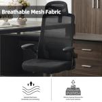 Urnodel Office Computer Desk Chair, High Back Mesh Home Office Conference Room Chairs with Adjustable Headrest, Flip-Up Arms, Comfortable Lumbar Support, Black (Set of 8)