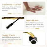 Hommoo Desk Chair with Wheels and Arms, Velvet Home Office Chair, Swivel Armchair with Gold Legs, Height Adjustable Modern Vanity Study Chair for Girls Women Blue