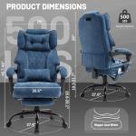 Massage Office Chair with Foot Rest,3D Kneading & Heat Executive Office Chairs for Heavy People,500LBS Big and Tall Office Chair,Ergonomic Reclining Desk Chair,Dual-Use Pillow,Home Office,BlueCloth
