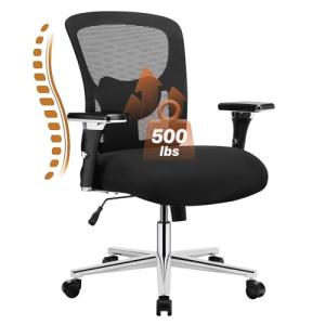 NEWBULIG Office Chair Ergonomic Desk Chair, Big & Tall 500 LBS Home Mesh Office Desk Chairs with Wheels, Comfortable Gaming Chair, High Back Computer Heavy Duty Chair for Long Hours (Black)