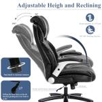 500LBS Big and Tall Office Chair, Heavy Duty Office Chair for Heavy People Computer Task Chair with Adjustable Headrest and Lumbar Support, Home Office Desk Chairs with Flip-up Armrests, Black