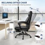 Big and Tall Office Chair with Footrest, High Back Executive Leather Desk Chair with Lumbar Support, Reclining Office Chair with Adjustable Angle, Home Office Ergonomic Computer Gaming Chair